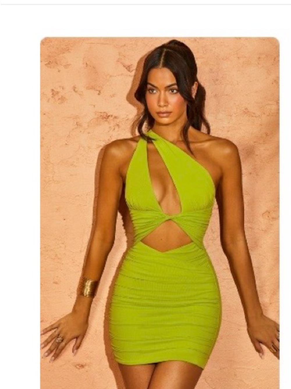 Oh Polly Green One Shoulder Mini